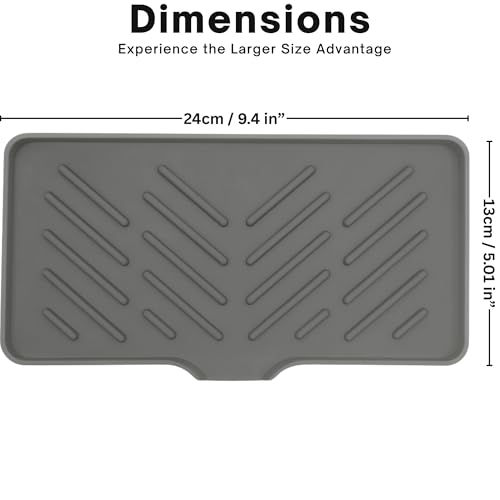 Image of Yumun Silicone Kitchen Sink Mat & Organizer - Fast-Drying Faucet Drip Pad | Non-Slip Sink Tray for Soap, Sponge & Scrubber Storage