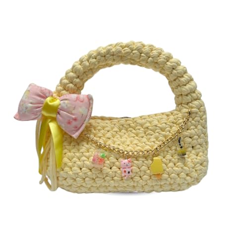 Bolsa De Mão Amarela Candy Em Crochê Handmade Artesanal