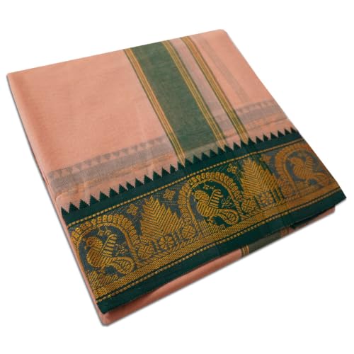 Image of vimayam pure cotton 3 inch border colour dhoti 9X5(Assorted Border design and colours)