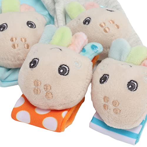 Fydun 4pcs Baby Rattle Socks, 4pcs Cute Shape Soft Light Socks, Arm Hand Bracelet Rattles & Plush Rings Wrist Ankle for Babies Infants Boy Girl3