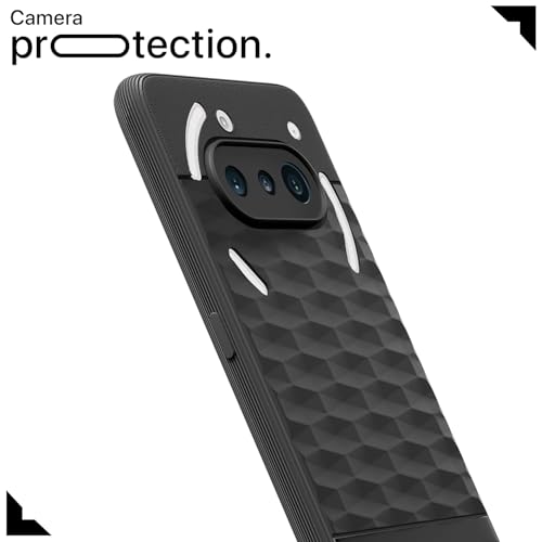 Image of Pikkme Back Cover for Nothing Phone 3a 5G Camera Protection 3D Hexa Cube Design Silicone Protective Bumper Case (Black)