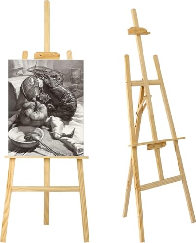 FERNVALE 59 Wooden Easel Stand for Wedding Art and Display - Adjustable Height Easel for Painting Posters Wedding Signs and Table Plans