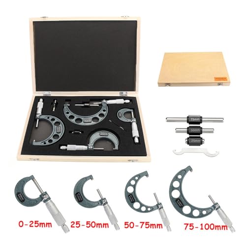 Calibrador Mecánico Set de 4 Micrómetros Exteriores 0-100mm miniatura 3