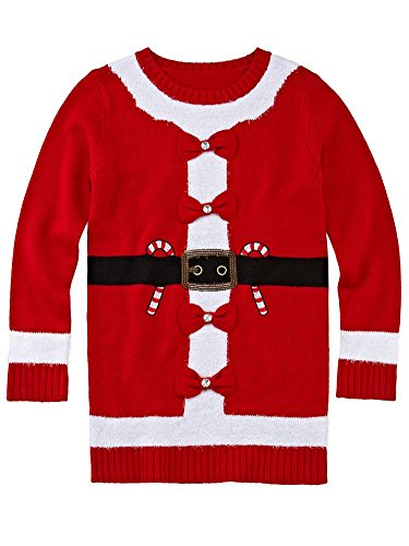 Total Girl Girls Plus Santa Candy Cane Bow Long Sleeve Pullover Sweater Tunic