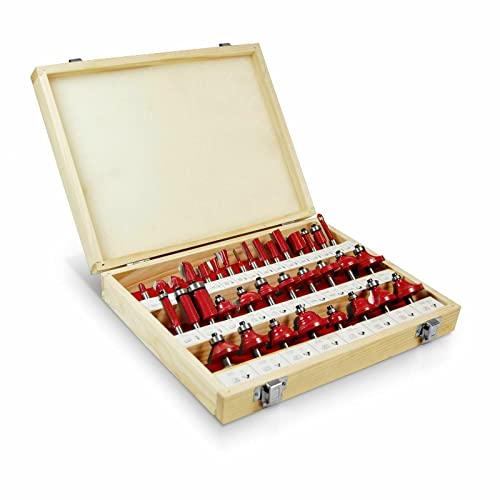 Utilissimo set di frese 35 pz gambo 8mm. Per la lavorazione del legno, di cornici, per poter effettuare decorazioni, scanalature particolari in modo professionale e fa da te