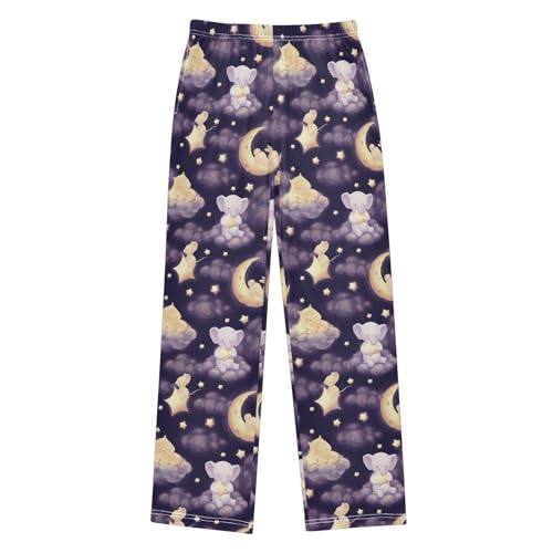 Boys' Pants Watercolor Night Sky Cat Clouds Stars Long Bottoms Jogger Pants Elastic Waist Trousers with Pockets S-XL