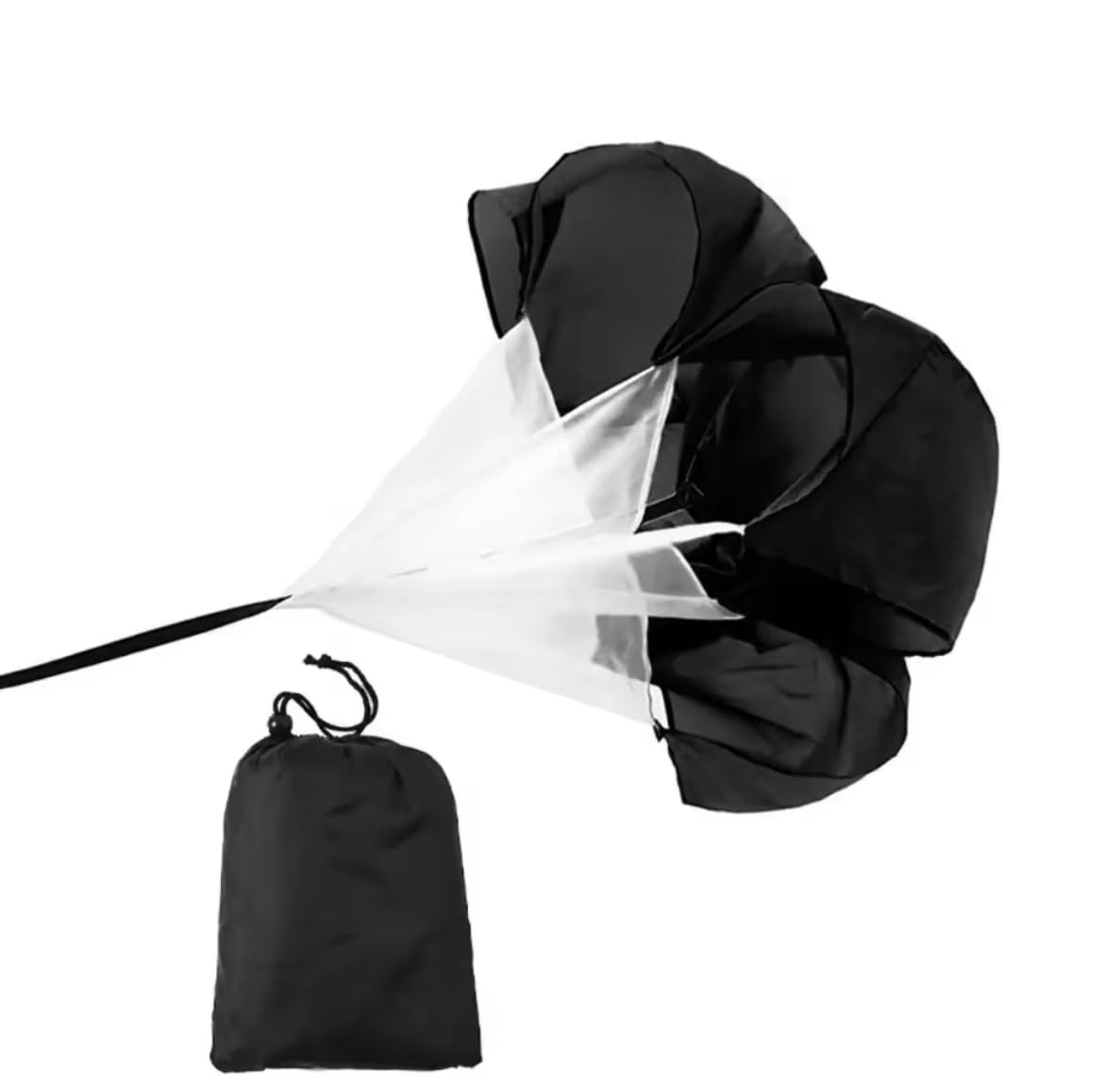 Paracaídas de resistencia para correr Speed Training con bolsa de almacenamiento negro