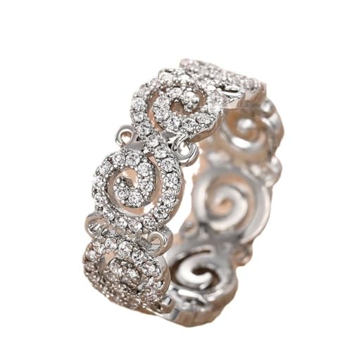 White Gold Plated White Cubic Zirconia Hollow Flower Pattern Engagement Rings Wedding Bridal Band Promise Rings Evening Parties Anniversary Valentine's Day Gifts Eternity Bands for Women3