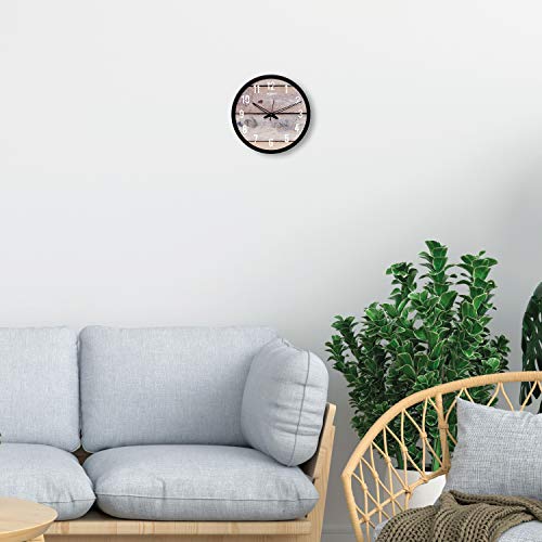 Image of Amazon Brand - Solimo 12-Inch Wall Clock - Designer (Silent Movement, Black Frame), Analog, Plastic