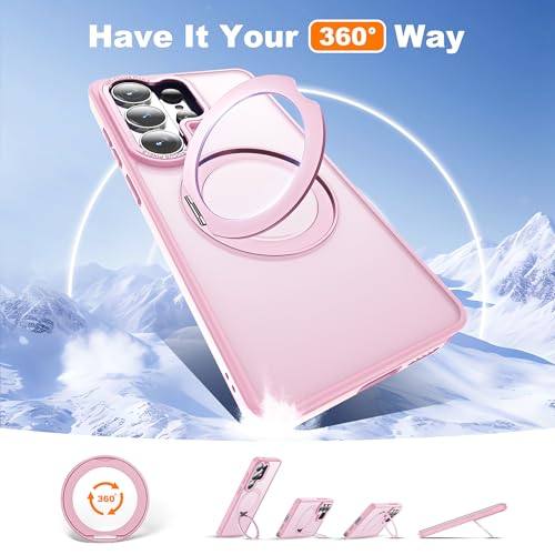 Image of for Samsung Galaxy S26 Ultra Case with 360Rotatable Magnetic Ring Stand Compatible with Mag-Safe Military Protection Matte Translucent Phone Case for Galaxy S26 Ultra 6.9 inch,Pink