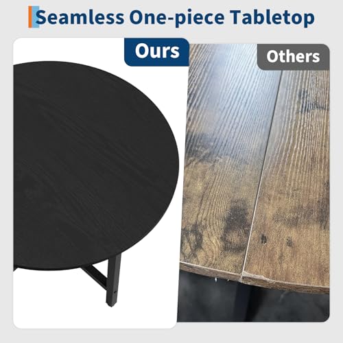 Image of IDEALHOUSE 31.5 Inch Round Dining Table for 2-4, Small Kitchen Dining Room Table for Space Saving, Wood Circle Kitchen Table with Sturdy Metal Frame (No Chairs)