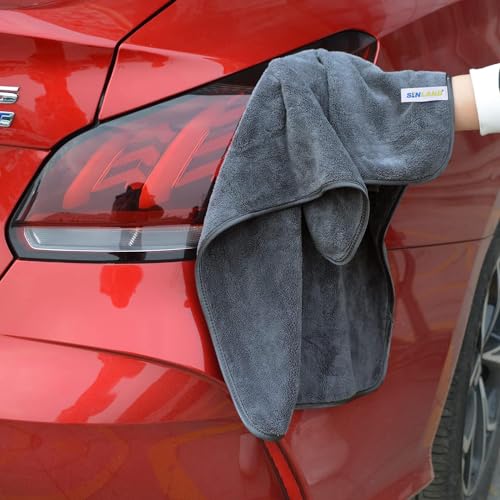 Sinland ICSHR380-4060GREYX6 Microfiber Car Drying Towels Ultra Absorbent Car Wash Cleaning Auto Detailing Towels No Scratches And No Water Spots 16Inch X 24Inch 6 Pack Grey thumb #1