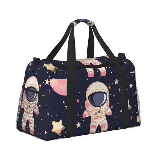 Cartoon Astronaut Duffle Bag for Travel Space Planet Sports Gym Tote Carry On Bag Large Shoulder Weekend Overnight for Workout3