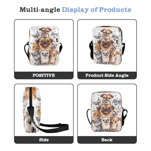 Cute Cartoon Happy Dog Families mens messenger bag Small Crossbody Bag Women Women's Purses Adjustable Strap for Shopping School4