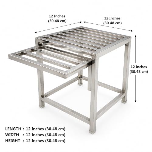 Image of STAINLESS STEEL TUSLI STAND | 12 /12 /12 ( L / W / H ) STAND WEIGHT 5 KG| HEAVY DUTY| NON- SLIP FEET