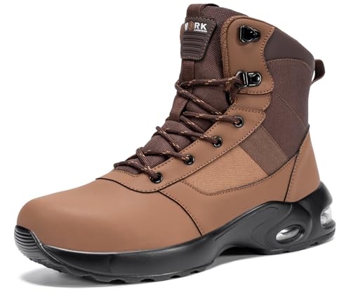 Image of LARNMERN Steel Toe Work Boots Men Water Resistan Shoes | Safety Toe High Top Sneaker Side Zipper Industrail Boot Hiking Tactical Shoe