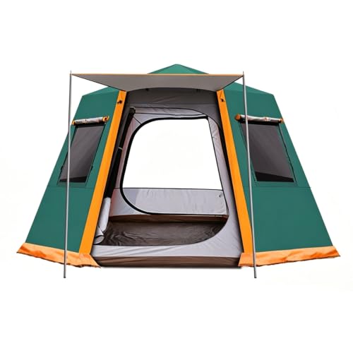 Carpa de Camping Hexagonal, Carpas con Postes de Soporte de Puerta, Carpa Pop Up Automática, para Céspedes, Riberas de Ríos, Camping Y Fiestas al Aire Libre(Green,Medium)