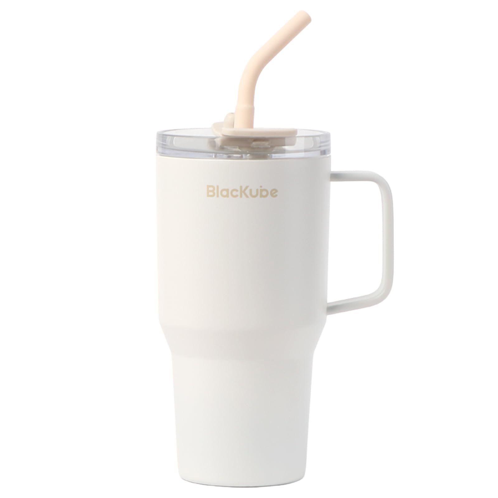 Blackube セラミック タンブラー ストロー付き 取っ手付ケトル 秋冬カラー 800ml コーヒー 真空クエンチャー 保温保冷 真空断熱広口 大容量 直飲み ホームオフィ アウトドア 女の子 男の子 ソイミルクホワイト