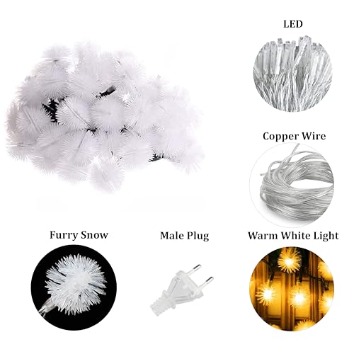 fizzytech Furry Snow Ball Decoration Fairy String Lights Balls String for Diwali, Lights of Home Decoration (Furry Snow Ball 25 LED)