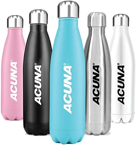 Acuna Water Bottle 500ml - Stainless Steel Bottles , Double Wall Vacuum Insulated Metal Waterbottles , Reusable Hot & Cold Drinks with Leakproof Screw Top - Sports Gym Cycling School (Lavender)