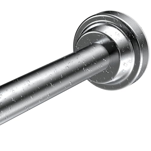 Moforoco Tension Shower Curtain Rod-34 to 64 Inches, Adjustable Shower Curtain Rods for Bathroom. No Drill Tension Rods for Windows & Closet Rod for Hanging clothes (Silver, 34-64) - Thumbnail 2