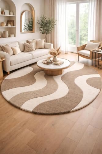 Image of Hand Tufted Carpet Nz Wool with Silk Abstract Design Non Slip Luxury Exclusive Rectangular Carpet for Living Room Bedroom (Size : 5x8 Ft, 152x244 CM), Multicolor
