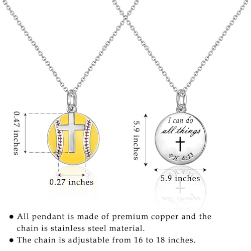 Softball Soccer Volleyball Basketball Baseball Necklace for Girls, Teen Girl Trendy Sports Stuff Accessories Cross Neckalce Jewelry Birthday Christmas Valentines Easter Baptism Graduation Gifts4
