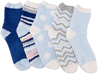 Hileyu 5 Pairs Fleece Socks for Women,Bed Socks Fleece Bed Socks for Women Fluffy Socks Warm Thick Soft Socks Cozy Home Slipper Bed Ladies Socks Christmas Stocking Stuffer Comfy Gift