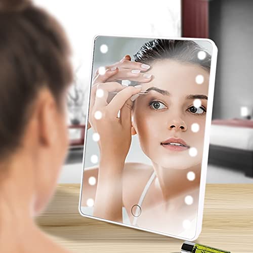 RevolutionLine - Espejo de Maquillaje con Luz LED | Espejo multiposición y 16 Leds | Soporte Trasero Giratorio 180º | Ajuste de Brillo táctil | Medidas: 16,8 x 5 x 21,3 cms | 2 Pilas AA no incluídas - imagen 2