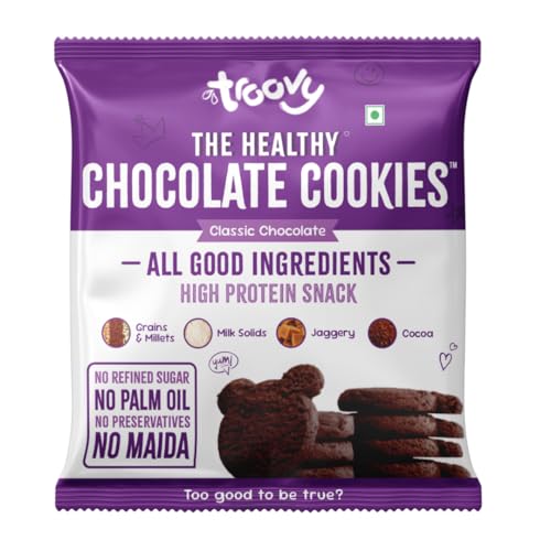 Image of Troovy Healthy Chocolate Cookies| Made with goodness of Millets, Jowar, Ragi, Whole Wheat | All Natural Ingredients | Made with Jaggery, No Processed Sugar | 80gm x 6