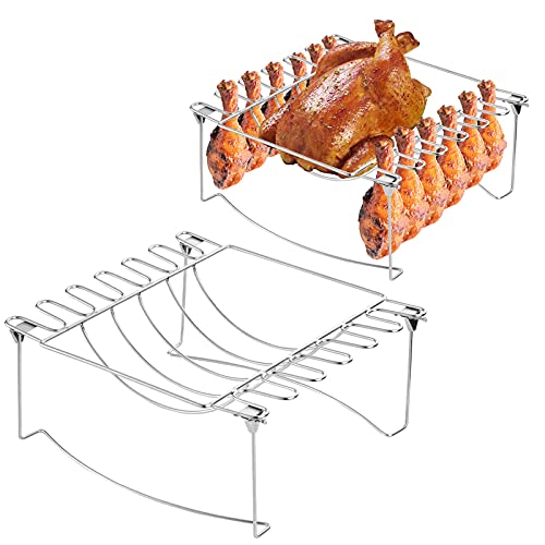 3in1 Rib Rack for Smoking & Chicken Leg Rack for Grill Holds 6