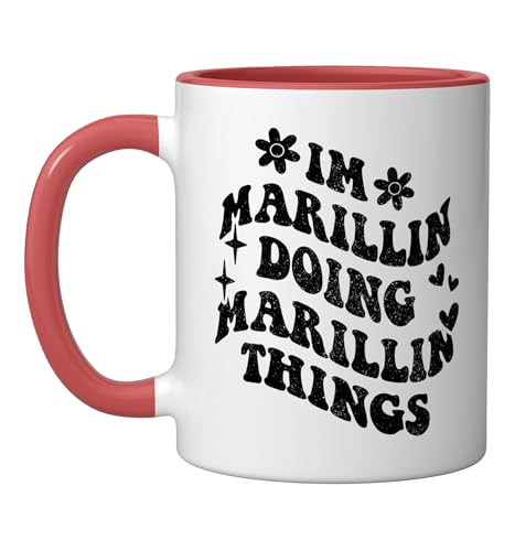 Retro Groovy Im Marillin Doing Marillin Things Funny Ceramic Mug, Red/White