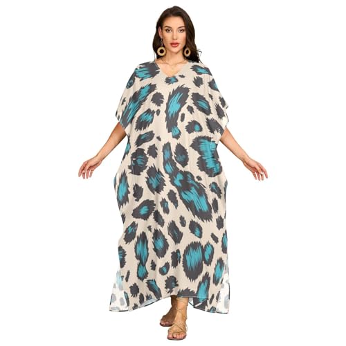Robe de plage col V avec protection solaire léopard taille M unique
