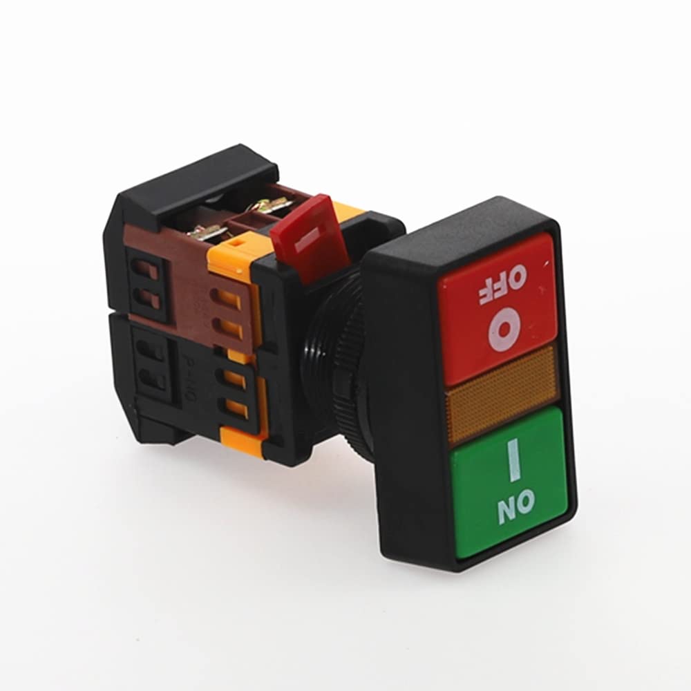 PPBB-30N Interruptor de pulsadores Dobles Start-Stop con lámpara LED (Size : 110V)