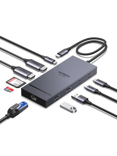 UGREEN Revodock Pro 2101 10 in 1 USB C Docking Station Dual 4K@60hz Monitor USB C Dock with Dual HDMI Display 10Gbps Data Ports Hub 100W PD Ethernet SD/TF for iPhone 17 MacBook Air/Pro