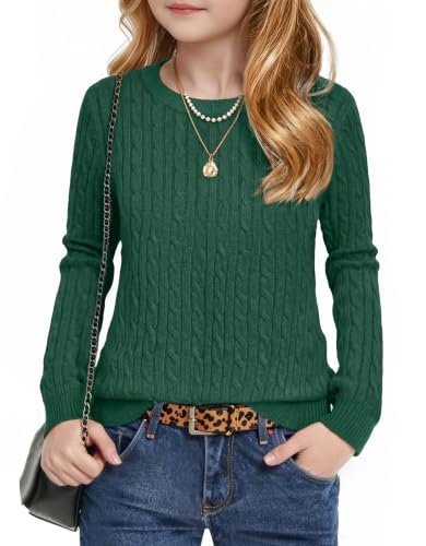 Image of Arshiner Girls Sweaters Long Sleeve Crew Neck Pullover Sweater Jumper Tops