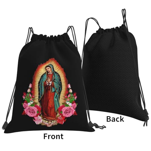 Our Lady of Guadalupe Virgin Mary Drawstring Backpack Bag Sport Gym Sackpack for Men Women3