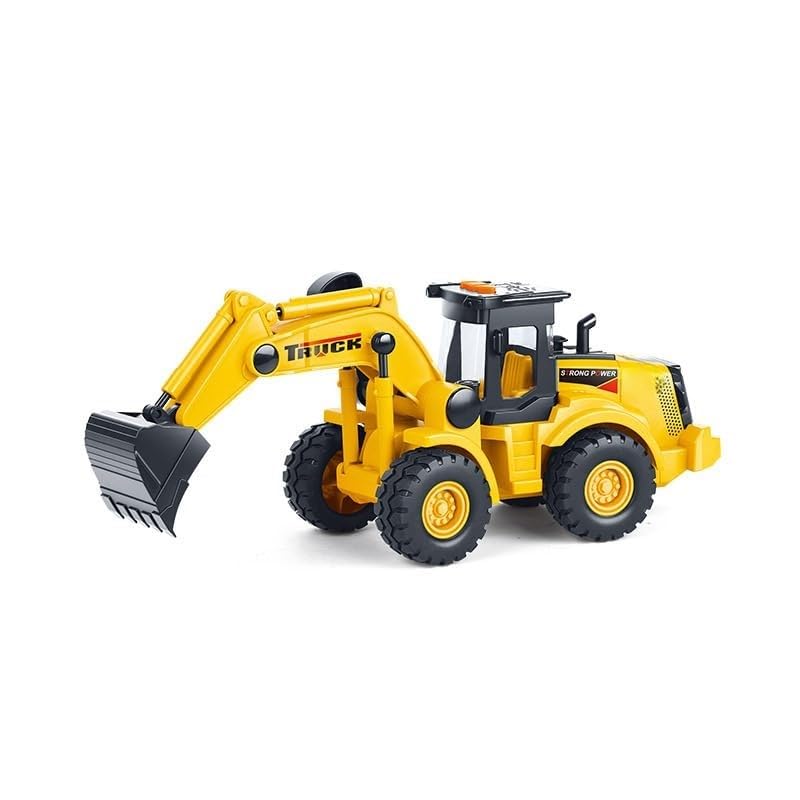 KRIREEN Big Excavator Toys for Boys Construction Truck Toys Friction Powered Loader, Excavator Toy with Simulated Lights, Truck Model Construction Toys for Kids 3+Years Old Boys and Girls,(Pack of 1) 1