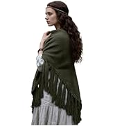 Joukavor Renaissance Knitted Triangle Shawl Wrap with Fringe Versatile Cover up