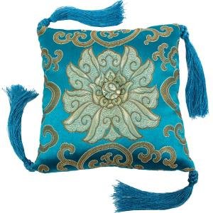 Singing and Meditation Brocade Bowl Cushion (Turquoise); 5"
