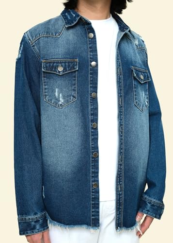 Image of VICTORIOUS Men's Distressed Denim Jacket