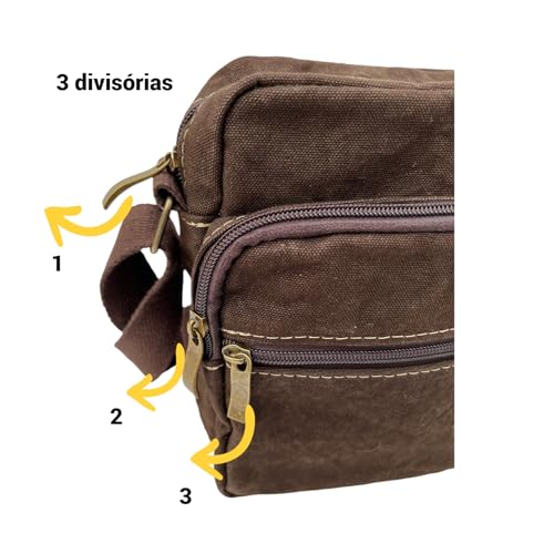 Shoulder Bag Bolsa Transversal Alça de Ombro Tiracolo, Marrom, Pequena Masculino Feminino
