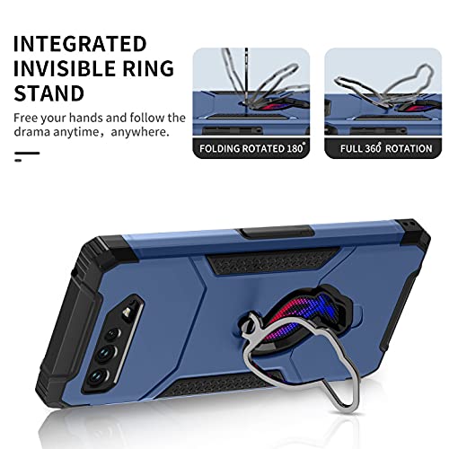 Image of MME Case for ASUS ROG Phone 5 /5s Casing Air Trigger Compatible Military Grade Drop Protection with Built in Kickstand, Camera Protectors and Dust Plugs with 9D Tempered Glass (Blue)