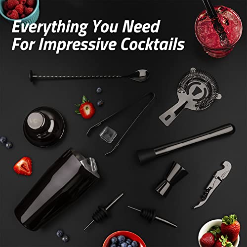 Vg Cocktail Shaker Set Bartender Kit With Stand, Cocktail Kit Bar Tools Set For Drink Mixer, Bar Cart Accessories For The Home Bar Set (Black) #TOP4