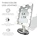 Zadro Melrose LED Variable 3-Color Lighted Dual-Sided 5X/1X Magnification Bluetooth Vanity Beauty Makeup Hollywood-Style Mirror, Satin Nickel