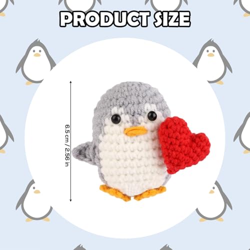 Yuwnd Gehäkelte Kuscheltiere, Positive Penguin mit Herz, Pinguin Geschenk, Lustiger Pocket Hug Süßes Spielzeug Mädchen für Inspirierendes Freunde Ermutigung Dekoration