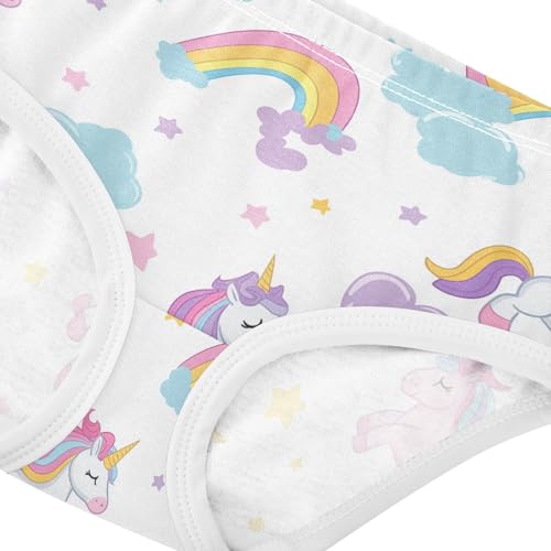 Wusikd Cartoon Unicorns Girls' Underwear Cotton Cute Rainbows Girls Briefs Soft Toddler Underwear 2T4
