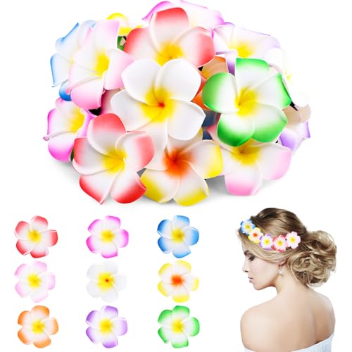 27 Pack Hawaiian Tropical Flower Hair Clip for Party Decorations Favors Women Girl Plumeria Foam Hair Accessories Clip 2.5 Inch for Luau Beach Supplies Birthday Valentines Bridal Wedding Gifts