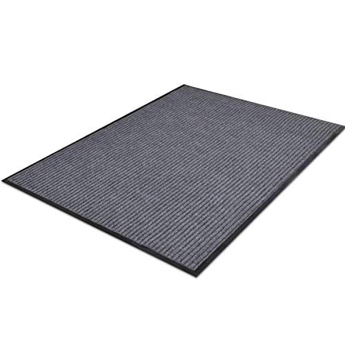 Ribbed Rubber Mat Indoor-Outdoor Dust Proof Non-Slip Polypropylene Door Entrance Anti-Stain Heavy Duty Barrier Mats for Kitchen Backdoor Small Carpet Large Runner Medium Rug Grey 80 x 150 cm