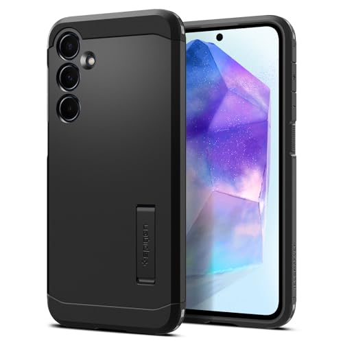 Image of Spigen Tough Armor | Samsung Galaxy A55 5G Case [Kickstand] [Air Cushion Protection] Galaxy A55 5G Back Cover | TPU+PC - Black